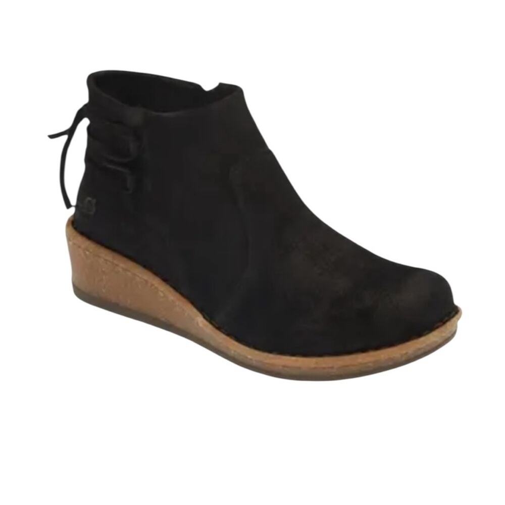 NWOT Born Viana Leather Black Wedge Suede Booties – Sz 9M
